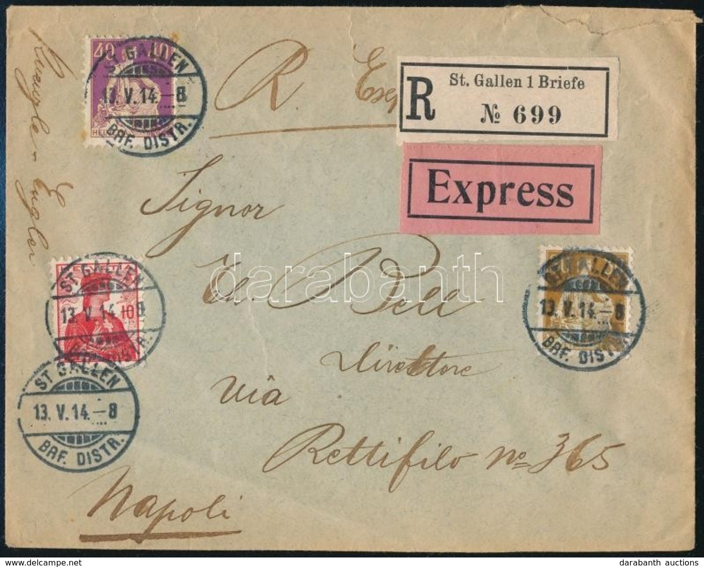 1914 Expressz Ajánlott Levél Olaszországba / Registered Express Cover To Italy - Other & Unclassified