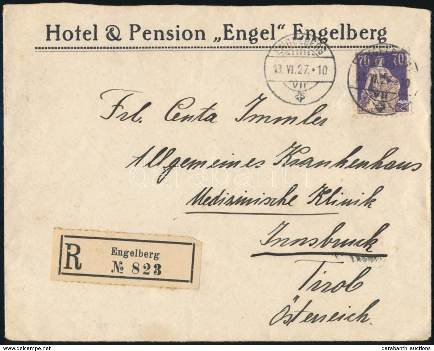 1927 Ajánlott Levél Ausztriába / Registered Cover To Austria - Other & Unclassified