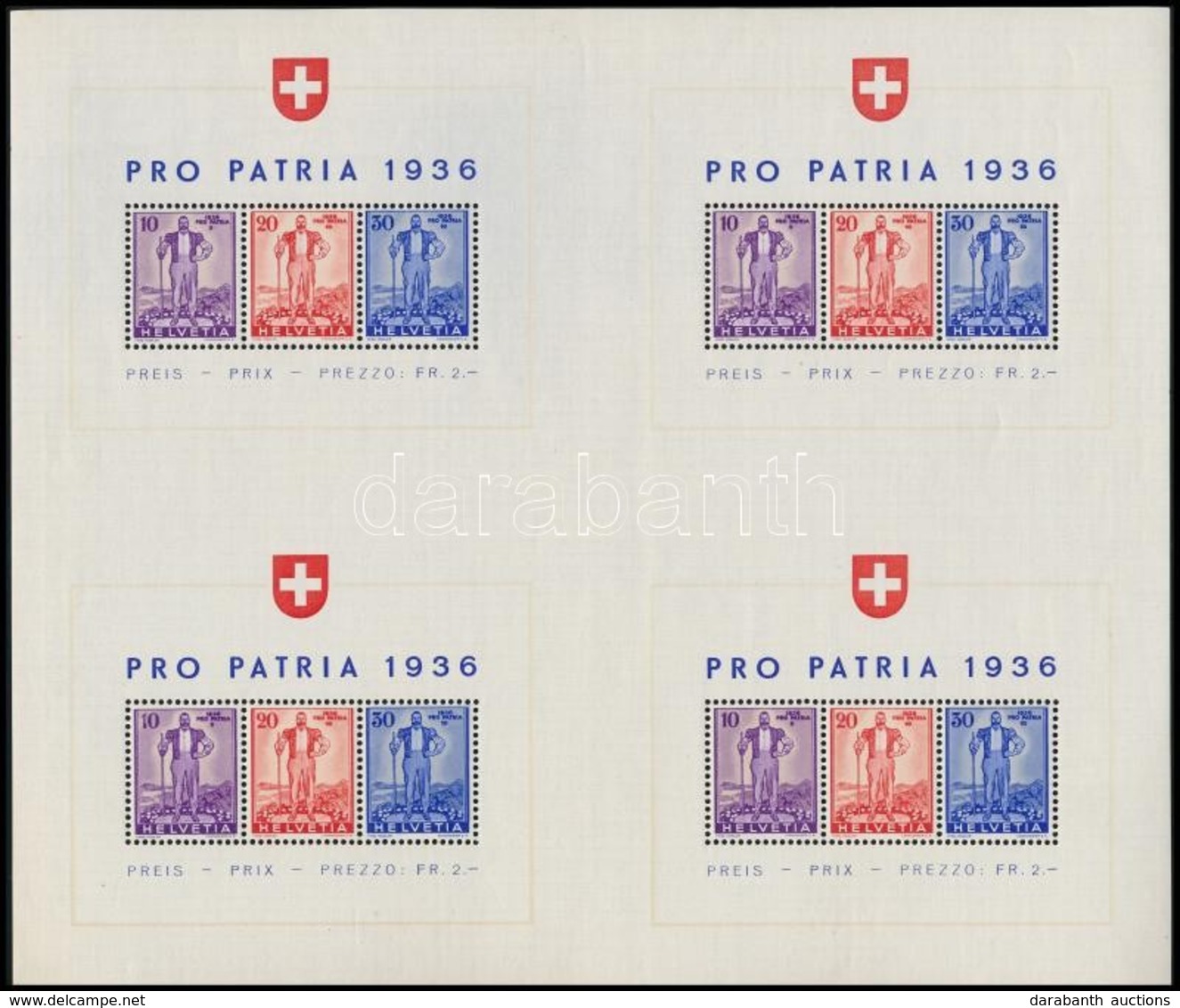 ** 1936 Pro Patria Mi 4 összefüggő Blokkot Tartalmazó Un. Nagyblokk Mi 2 - Andere & Zonder Classificatie