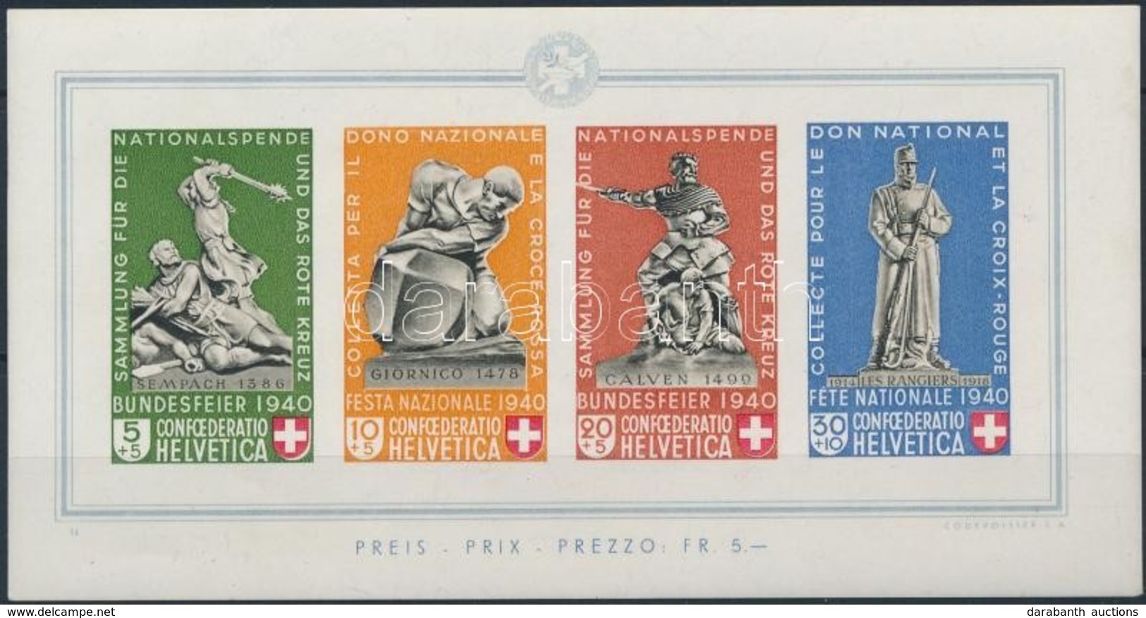 ** 1940 Pro Patria Blokk,
Pro Patria Block
Mi 5 - Autres & Non Classés