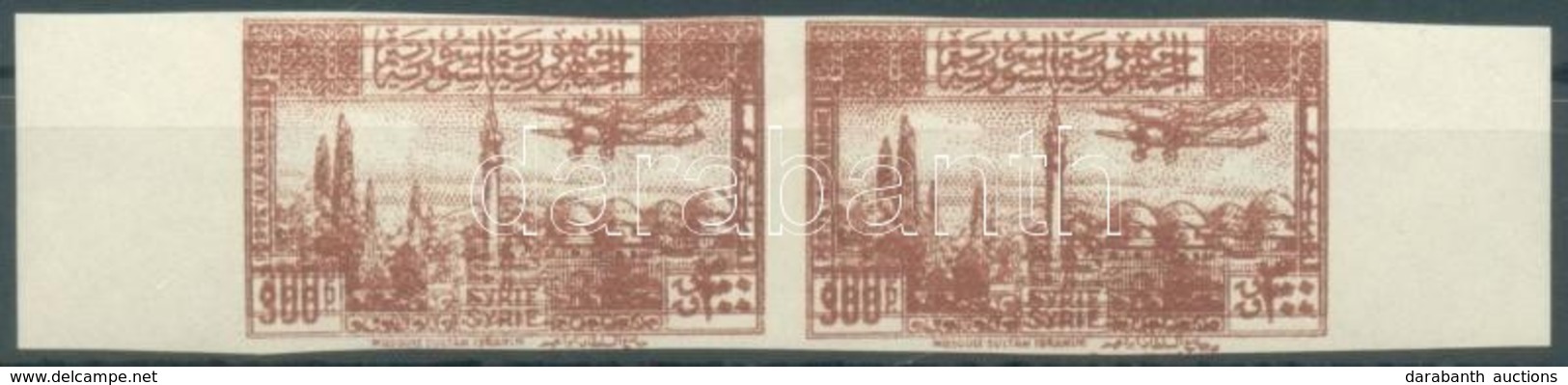 ** 1946 Tájak, Repülők 300P Mi 537 Vágott Pár Kettős Nyomattal / Imperforate Pair With Double Print - Autres & Non Classés