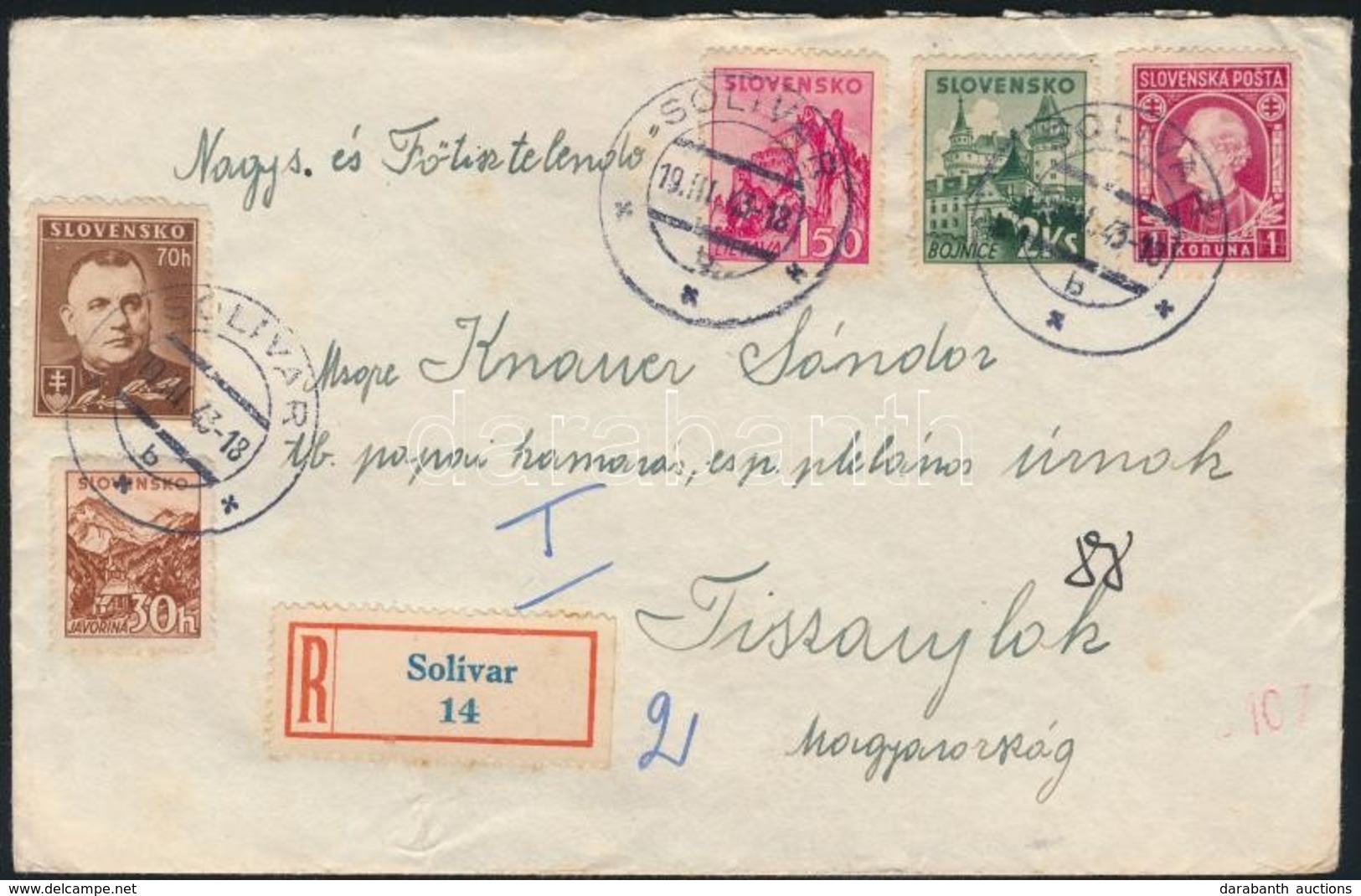 1943 Ajánlott Levél Magyarországra, Cenzúrázva / Registered Cover To Hungary, Censored - Andere & Zonder Classificatie