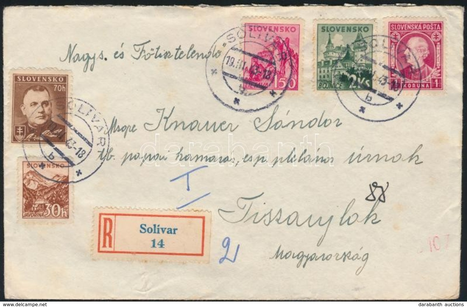 1943 Ajánlott Levél Magyarországra, Cenzúrázva / Registered Cover To Hungary, Censored - Autres & Non Classés