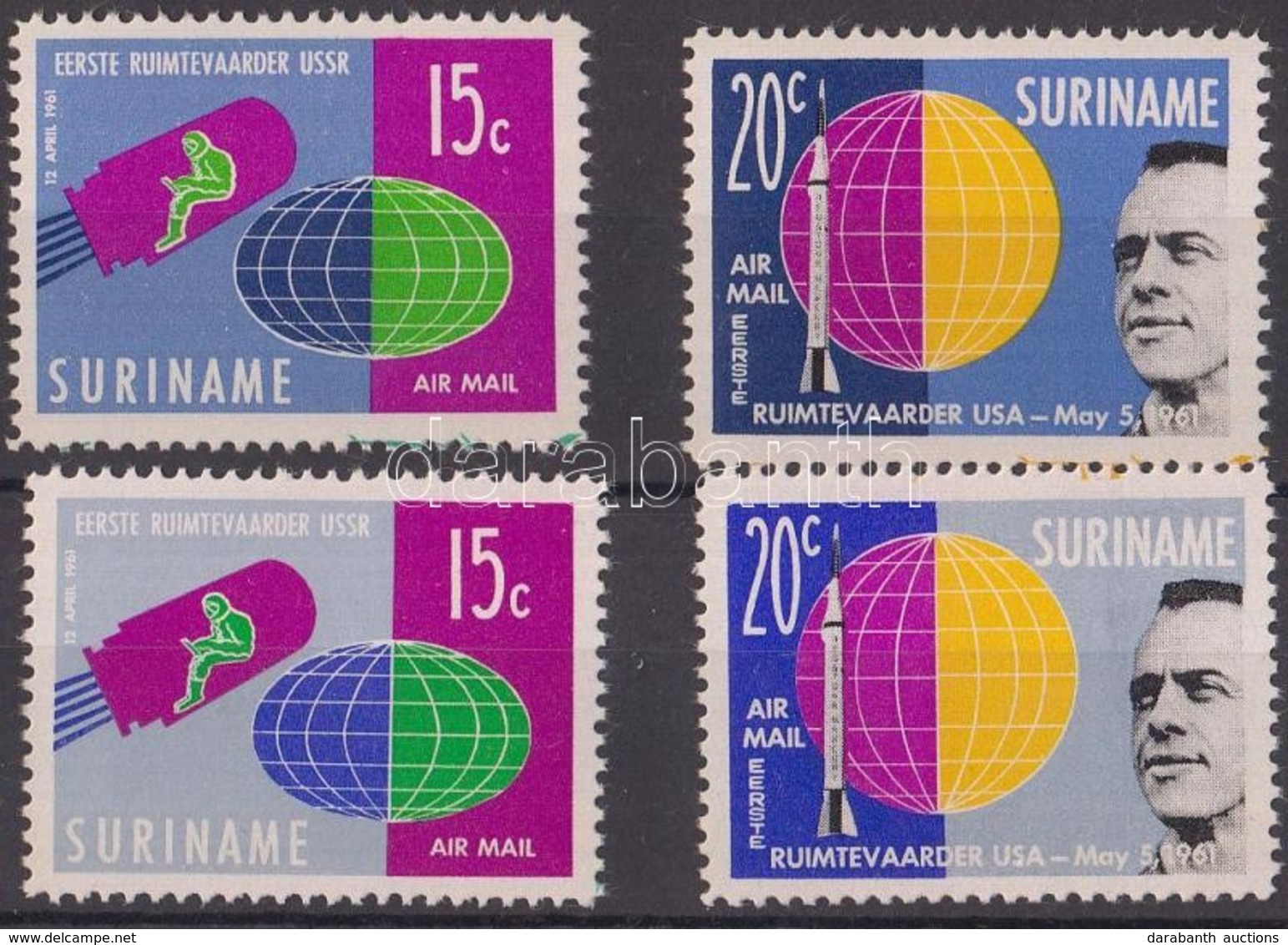 ** 1961 Űrhajózás Sor 2 Klf Színárnyalatban Mi 406-407 + 2-2 Db (klf Színárnyalatú) 12-es Kisív - Autres & Non Classés