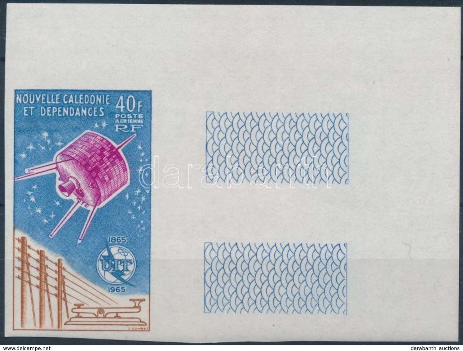 ** 1965 100 éves A Nemzetközi Távközlési Unió Mi 412 ívsarki Jobb Oldali üres Mezős Vágott Bélyeg / Corner Imperforate S - Autres & Non Classés