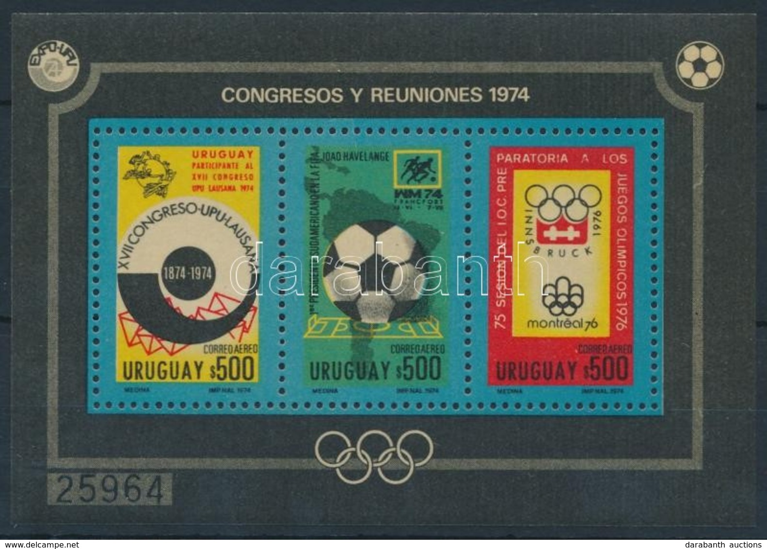 ** 1974 UPU, Téli Olimpia, Labdarúgó VB Blokk Mi 21 - Sonstige & Ohne Zuordnung