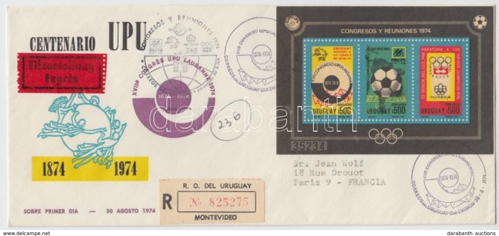 1974 UPU, Téli Olimpia, Labdarúgó VB Blokk Mi 21 FDC - Autres & Non Classés