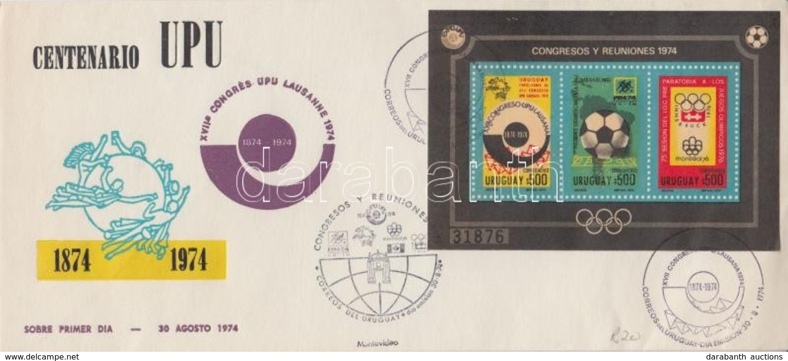 1974 UPU, Téli Olimpia, Labdarúgó VB Blokk Mi 21 FDC - Sonstige & Ohne Zuordnung