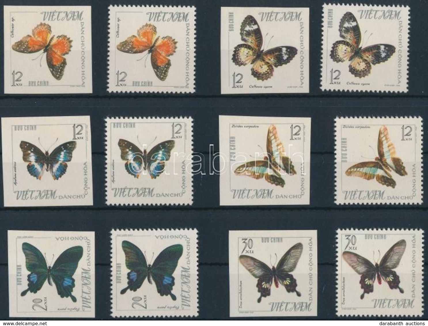 (*) 1965 Pillangók Fogazott + Vágott Sor Mi 405-410 + 405-410U - Autres & Non Classés