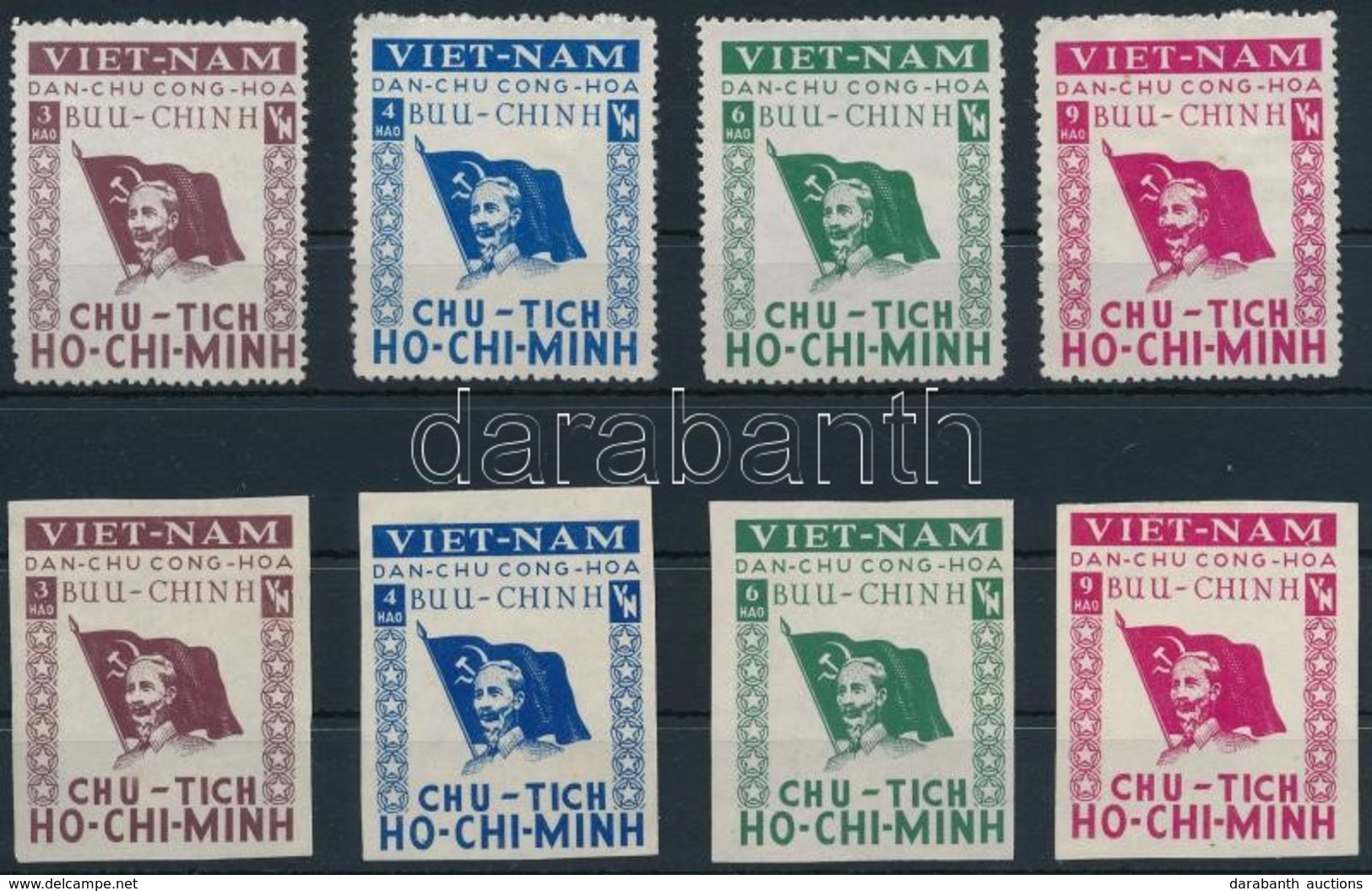 (*) ~1950 Ho Chi Minh Fogazott és Vágott Sor - Autres & Non Classés