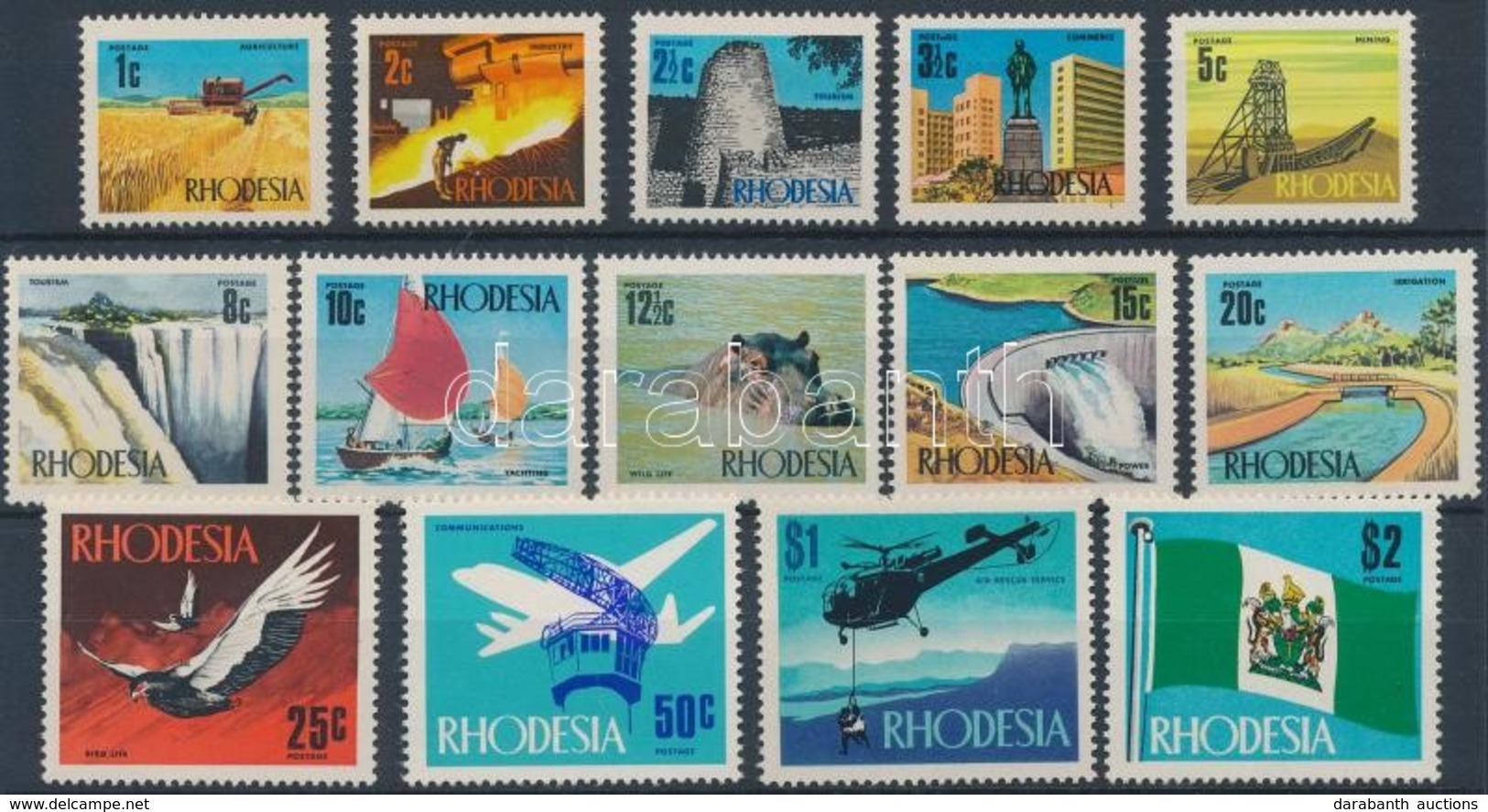 ** Rhodesia 1970 Forgalmi, Ipari Fejlődés Sor Mi 88-101 - Autres & Non Classés