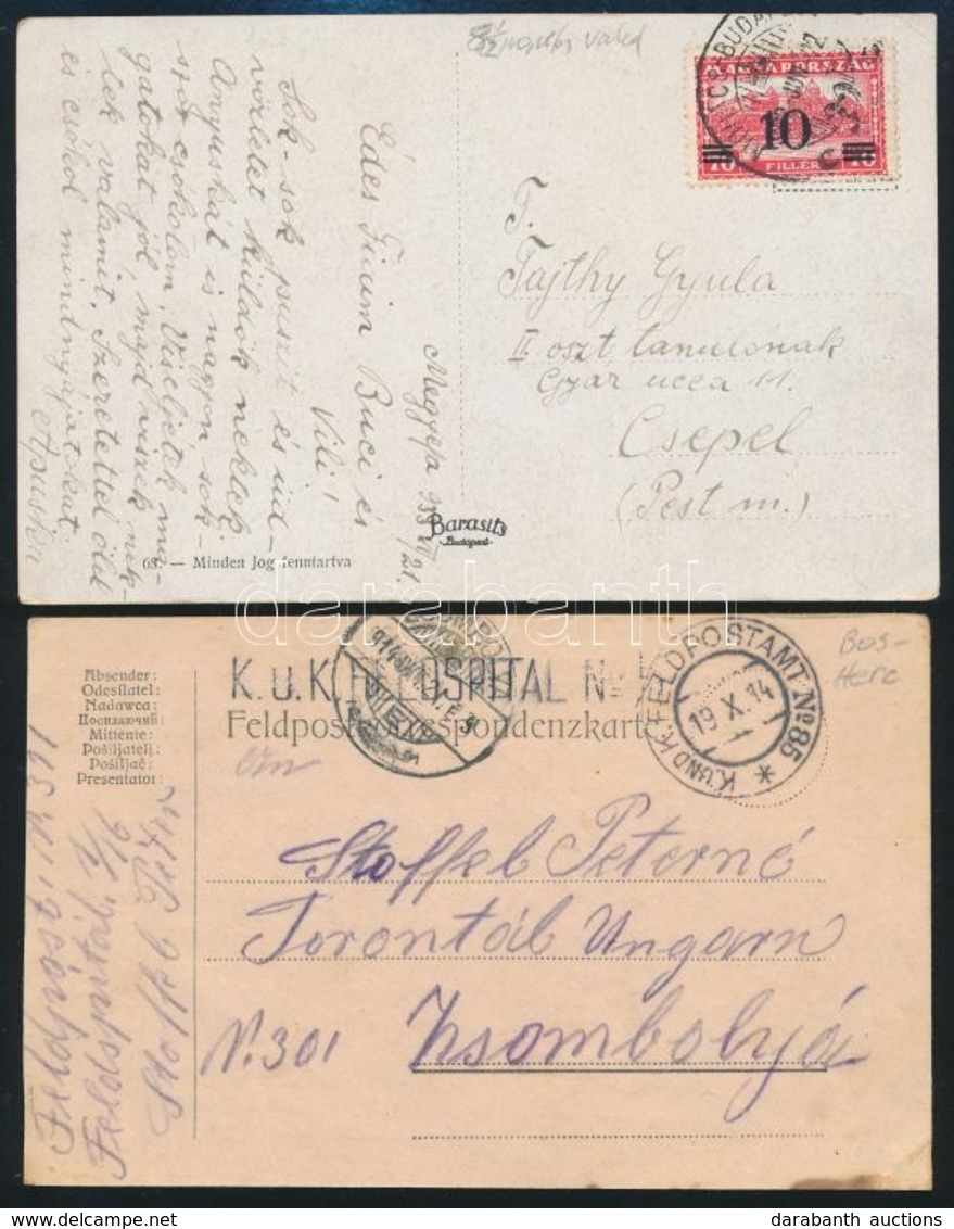 1900-1932 3 Magyar Küldemény + Bajor Tábori Posta Lap / 3 Hungarian Covers, Cards + Bavaria Field Postcard - Sonstige & Ohne Zuordnung