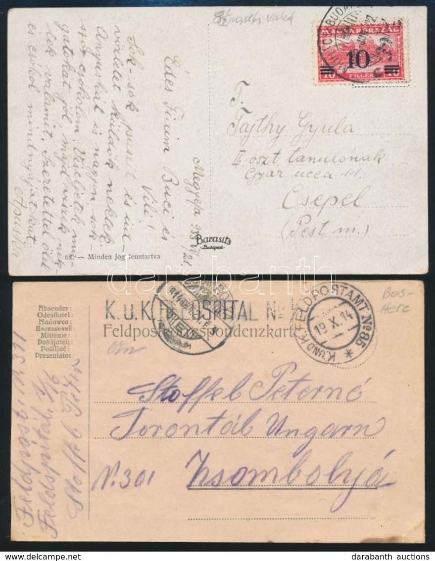 1900-1932 3 Magyar Küldemény + Bajor Tábori Posta Lap / 3 Hungarian Covers, Cards + Bavaria Field Postcard - Autres & Non Classés