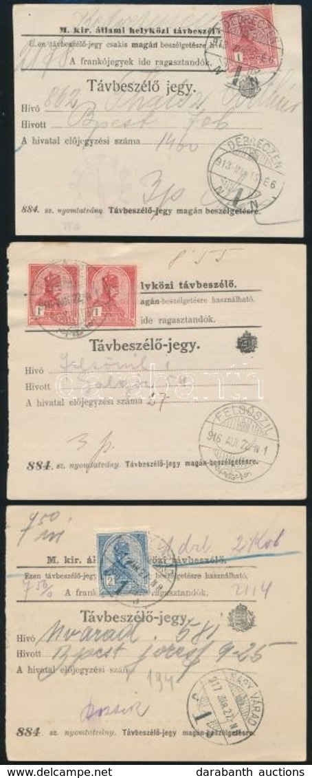 1913-1917 5 Db Távbeszélő Jegy, Mind Más / 5 Different Telephone Tickets - Other & Unclassified