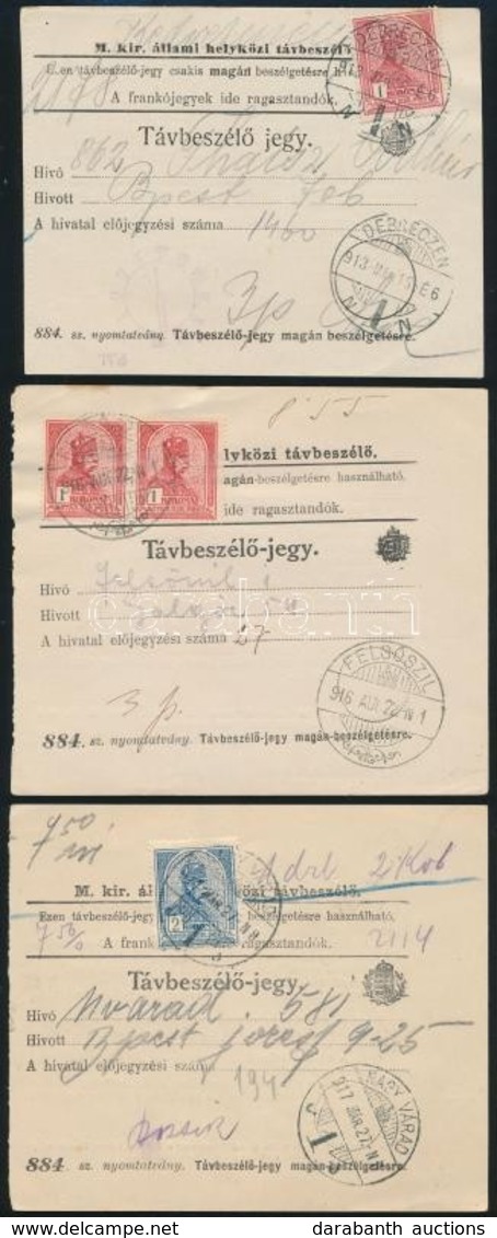 1913-1917 5 Db Távbeszélő Jegy, Mind Más / 5 Different Telephone Tickets - Autres & Non Classés