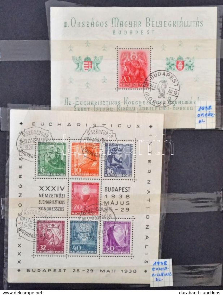 O 1938-1964 11 Blokkból és Egyéb Apróságból álló Használt Gyűjtemény Berakóban, Benne ORBÉK, Eucharisztikus, Sztálin Stb - Other & Unclassified