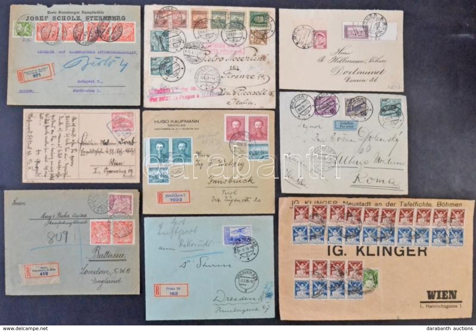 Csehszlovákia 233 Db  Háború Előtti Küldemény Sok Jobbal / Czechoslovakia 233 Pre-war Covers And Postcards With A Lot Of - Autres & Non Classés