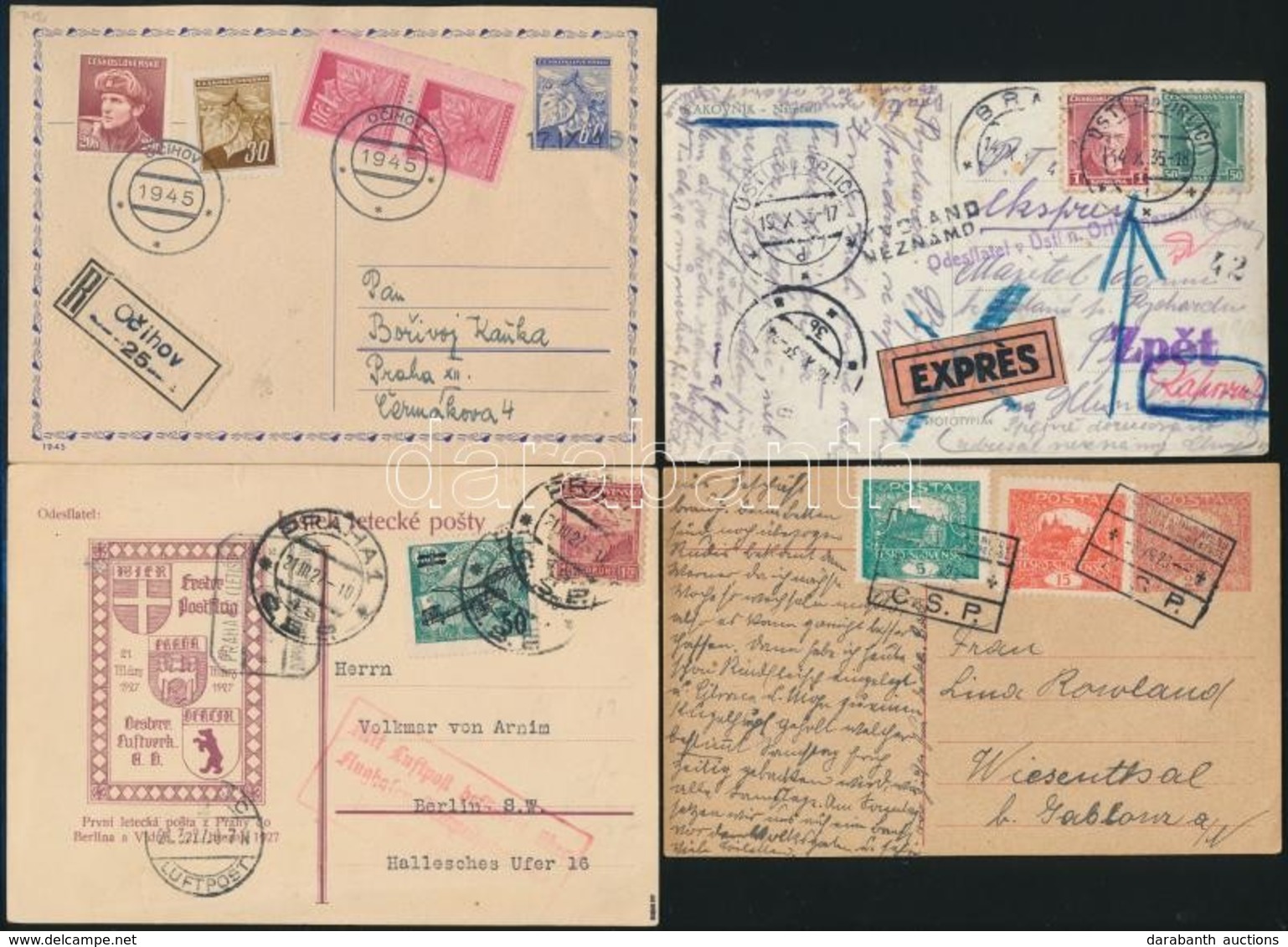 Csehszlovákia 39 Főleg Háború Előtti Küldemény Jobbakkal / Czechoslovakia 39 Mostly Pre-war Covers And Postcards With Be - Autres & Non Classés