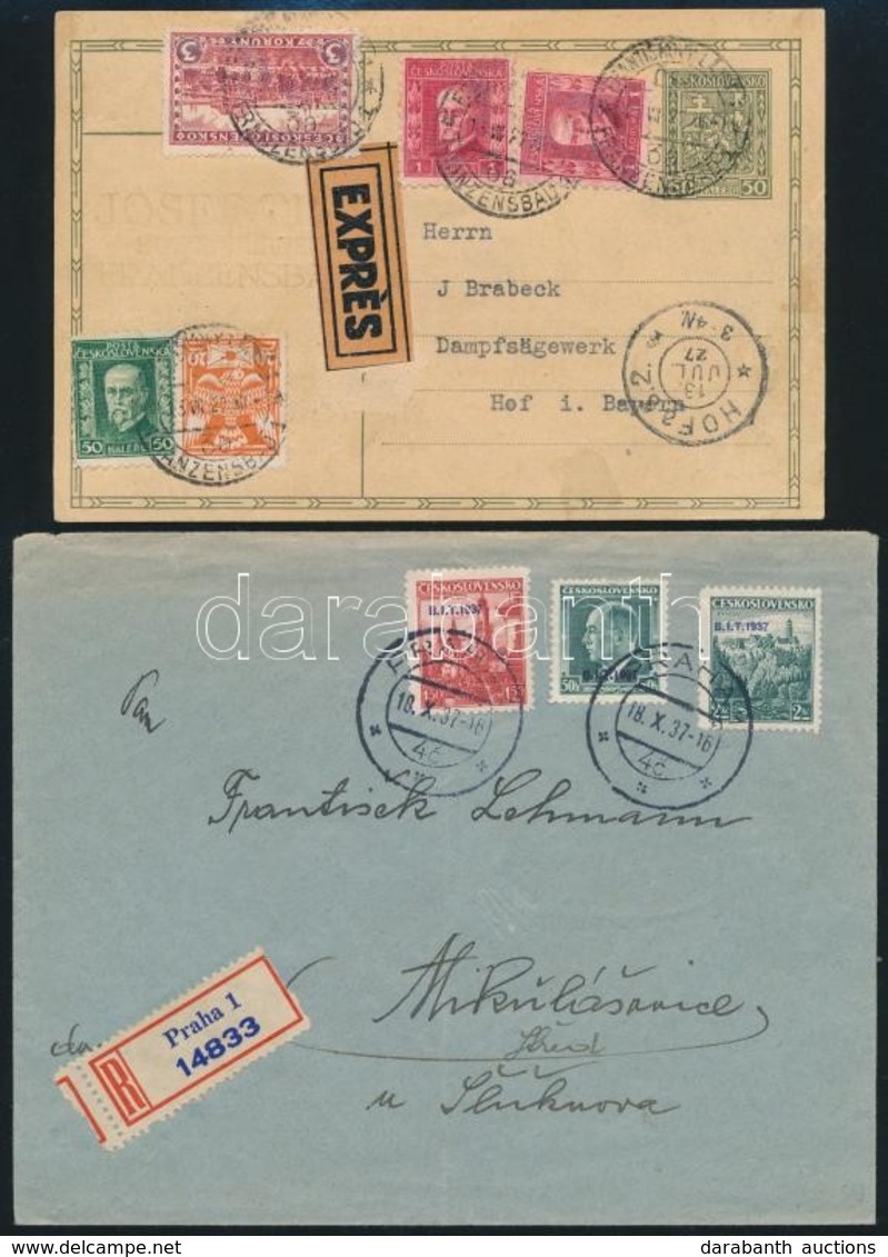Csehszlovákia 12 Főleg Háború Előtti Küldemény Jobbakkal / Czechoslovakia 12 Mostly Pre-war Covers And Postcards With Be - Other & Unclassified