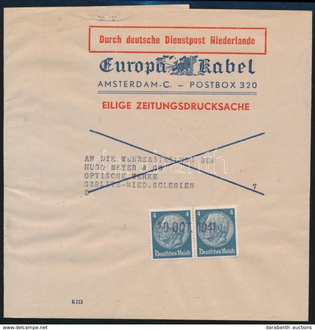 Deutsches Reich 1941 3 Címszalag / 3 Wrappers Durch Deutsche Dienstpost Niederlande - Other & Unclassified