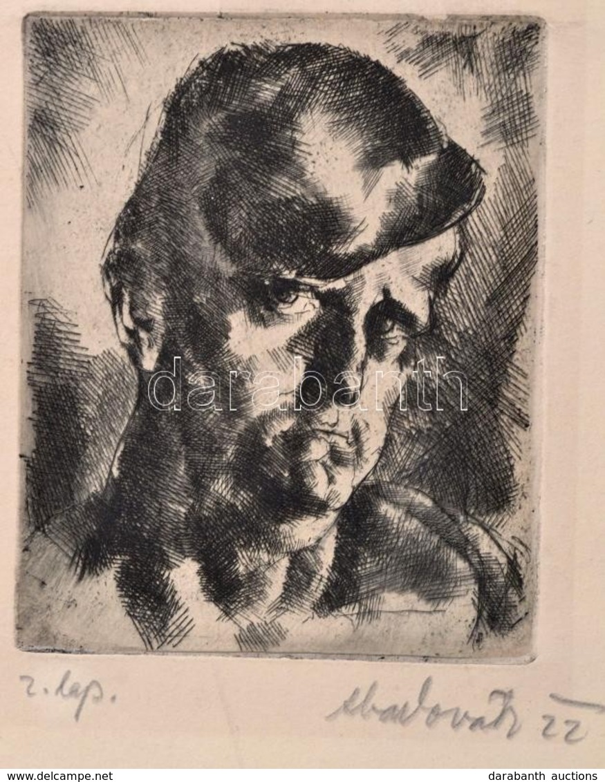 Aba Novák Vilmos (1894 - 1941): Önarckép (1922). Rézkarc, Papír, Jelzett, 12×10 Cm - Autres & Non Classés