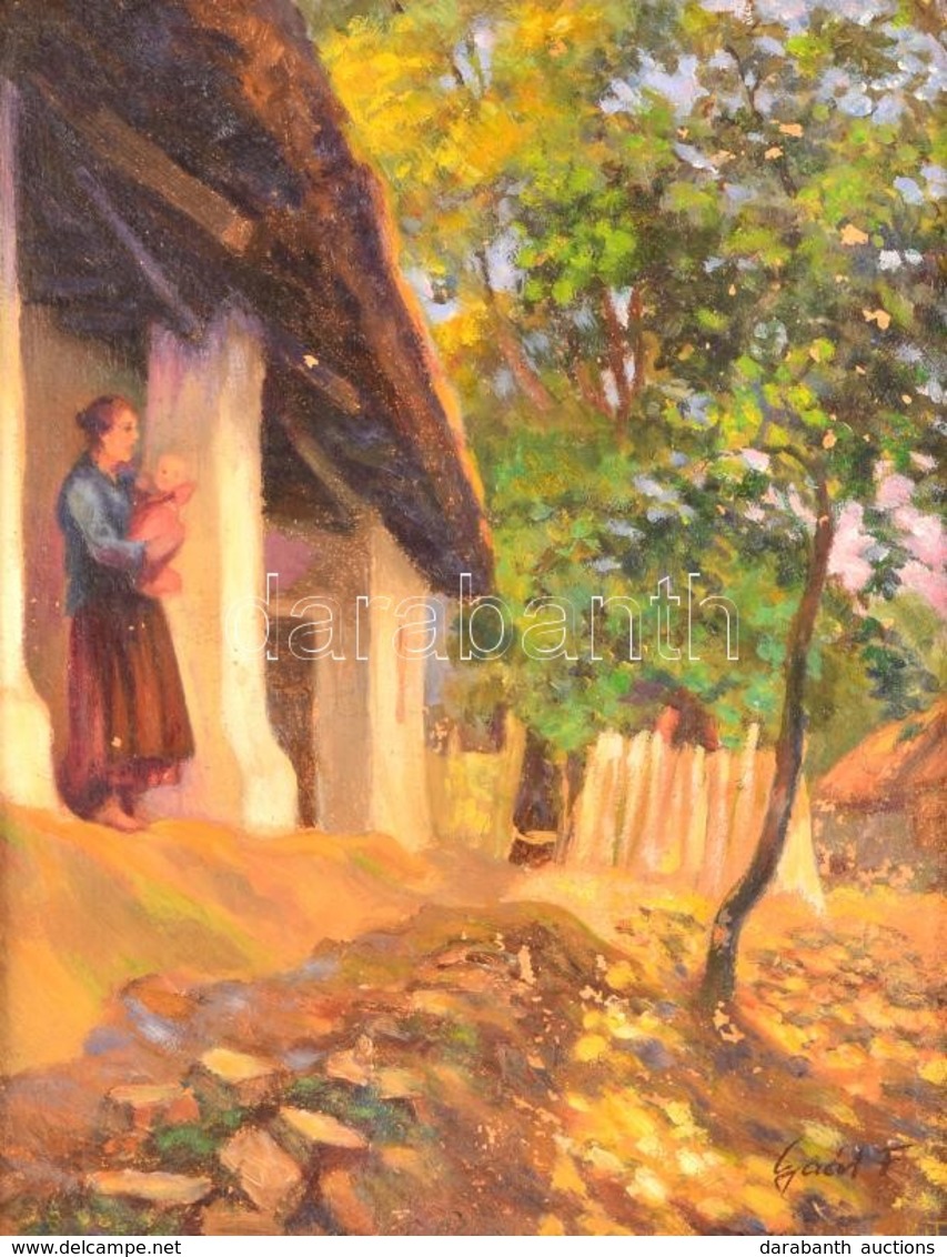 Gaál Ferenc (1891-1956): Anya Gyermekével. Olaj, Karton, Festék Hibákkal, Jelzett, Sérült Keretben, 31×24 Cm - Sonstige & Ohne Zuordnung