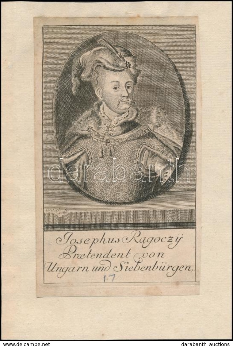 Rákoczi József Rézmetszetű Címképe: Ragoczy, Joseph Merckwürdiges Leben Und Thaten Des Praetendenten Von Ungarn Und Sieb - Prints & Engravings