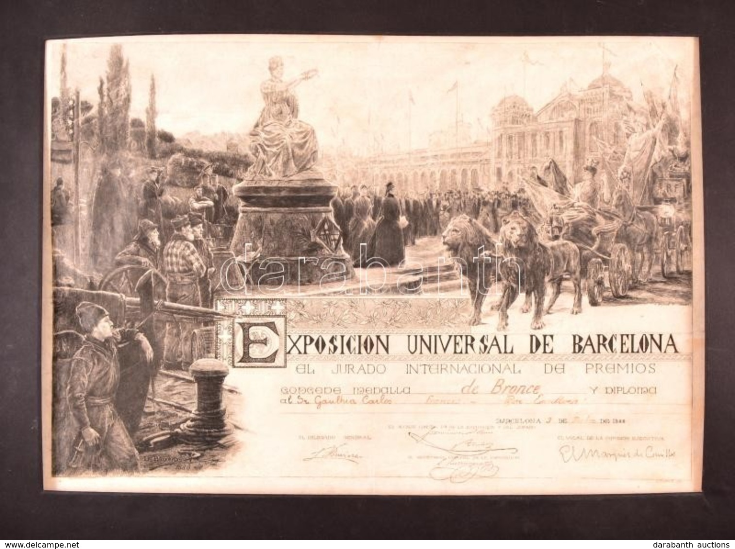 1888 Dionís Baixeras I Verdaguer (1862-1943) - J. Torné (?-?): Barcelona Világkiállítás Szobrászati Kategóriának Bronz M - Prints & Engravings