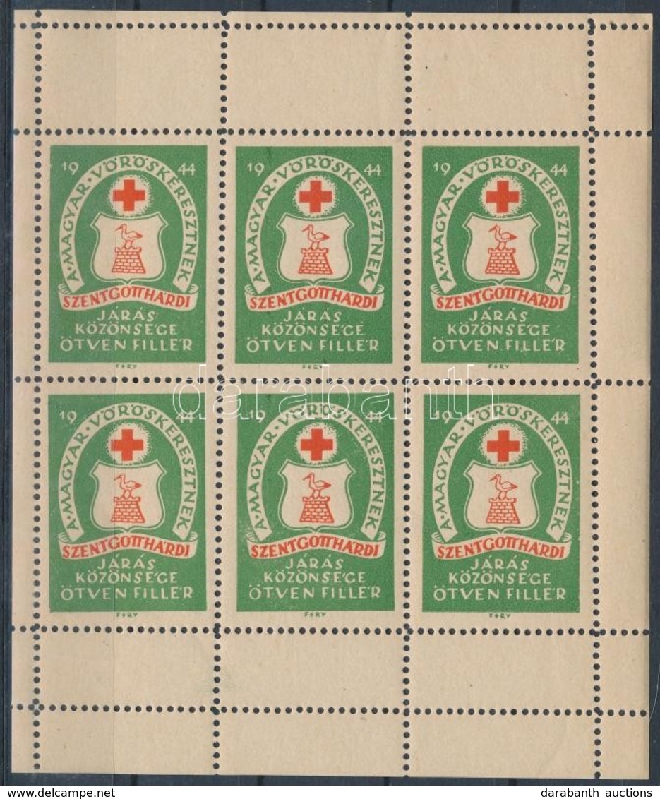1944 Vöröskereszt Szentgotthárd Adománybélyeg Kisív / Charity Stamp Mini Sheet - Unclassified