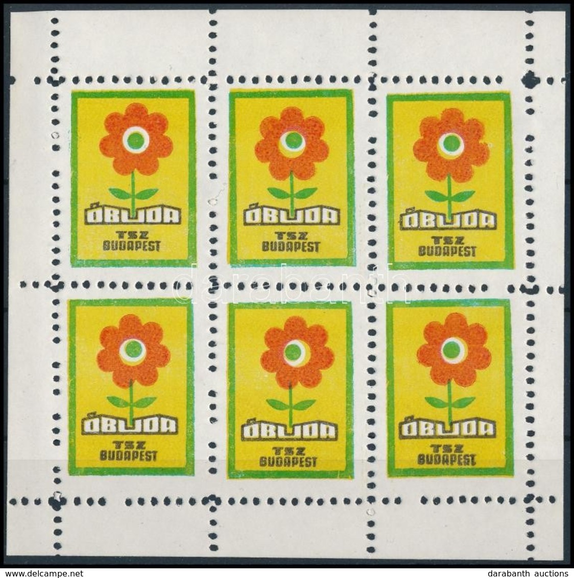 1960-as évek Óbuda TSZ Levélzáró Kisív / Label Minisheet Of 6 - Non Classés