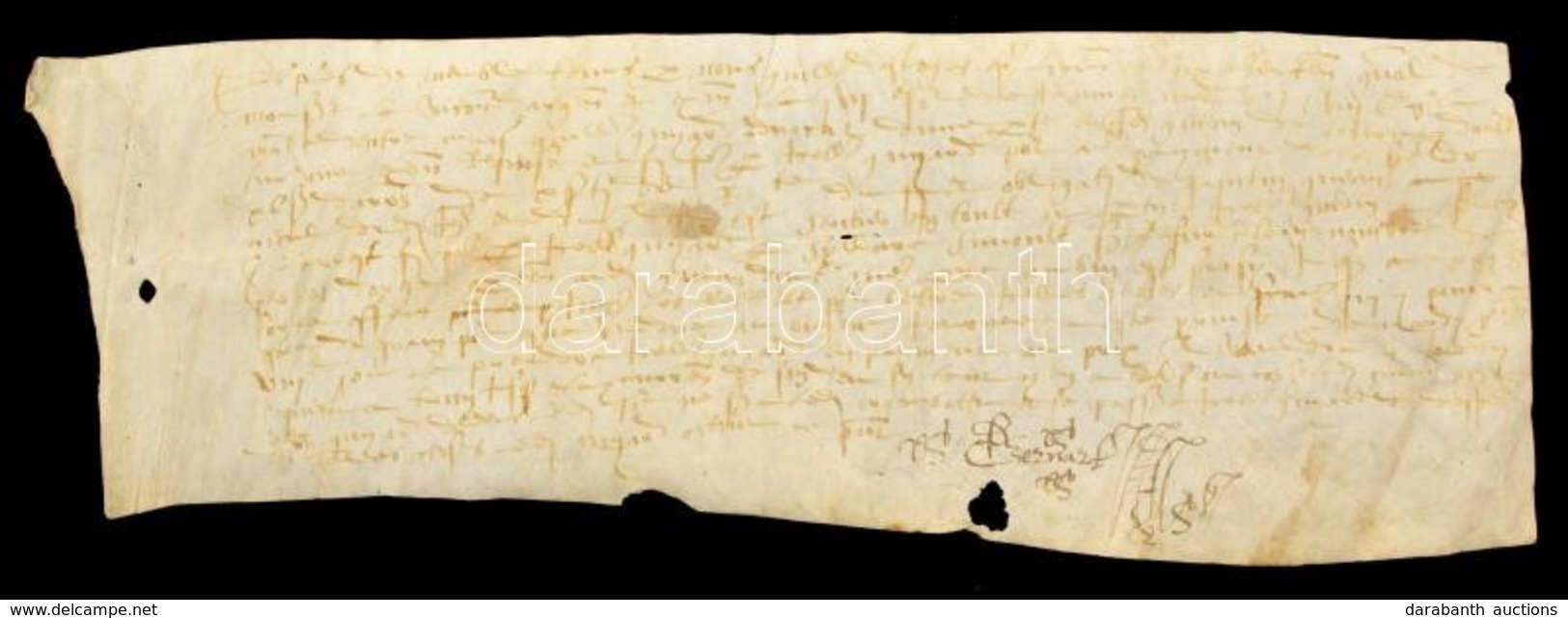 Cca 1600-1800 Francia Nyelvű Irat, Pergamen, Kissé Foltos /
Cca 1600-1800 Document Written In French, On Parchment, With - Unclassified
