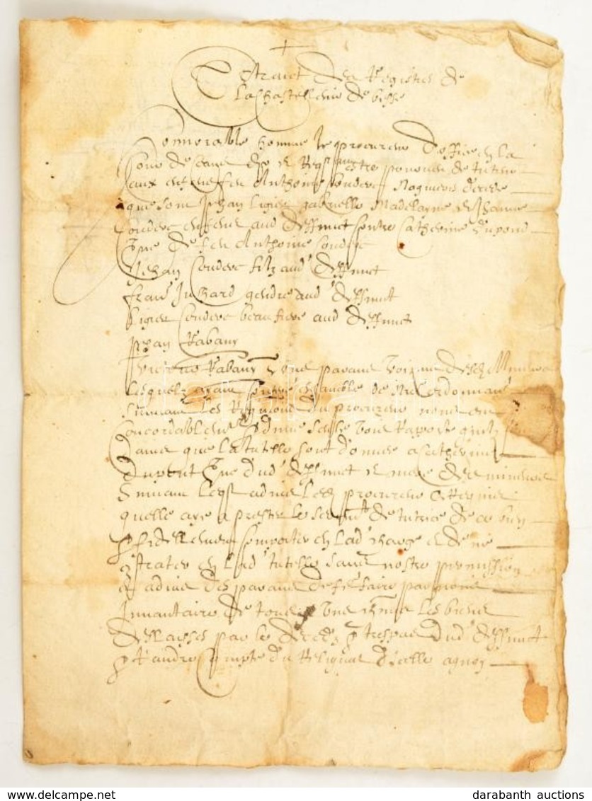 Cca 1629 Francia Nyelvű Kézzel írt Levél, Foltos, 2 P. /
Cca 1629 Letter Written In French, With Small Stains, 2 P. - Non Classés