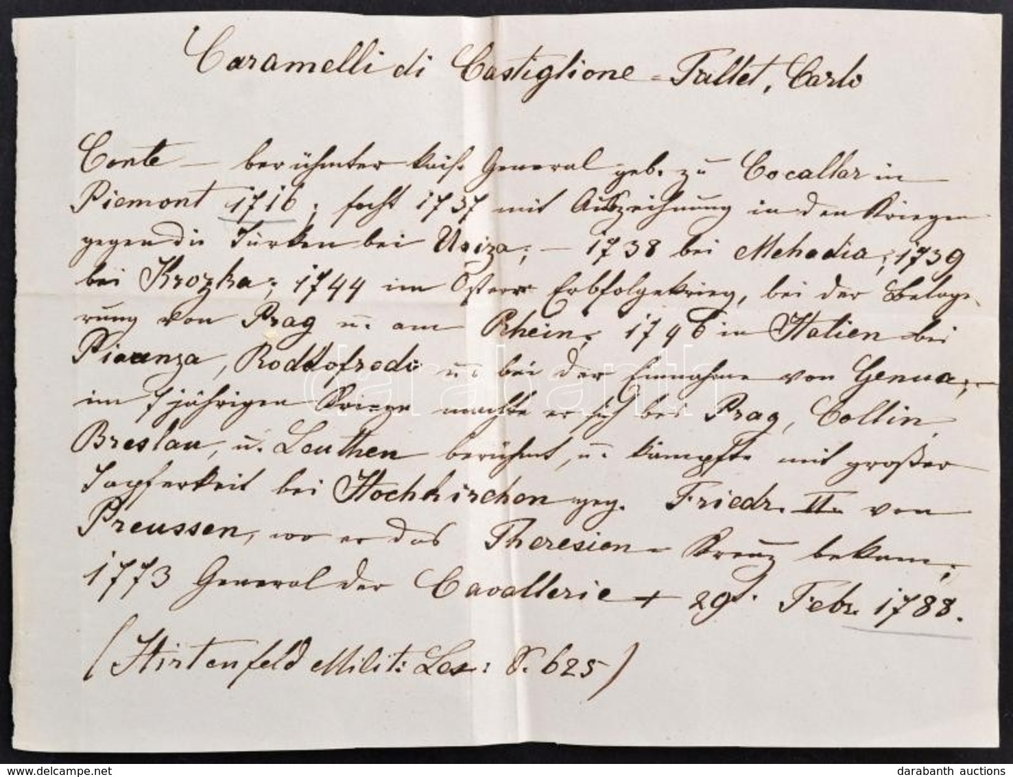 1786 Karlstadt Graf Karl Von Caramelli Tábornok Saját Kézzel Aláírt Levele Háborús ügyben / Autograph Signed Letter Of C - Non Classés