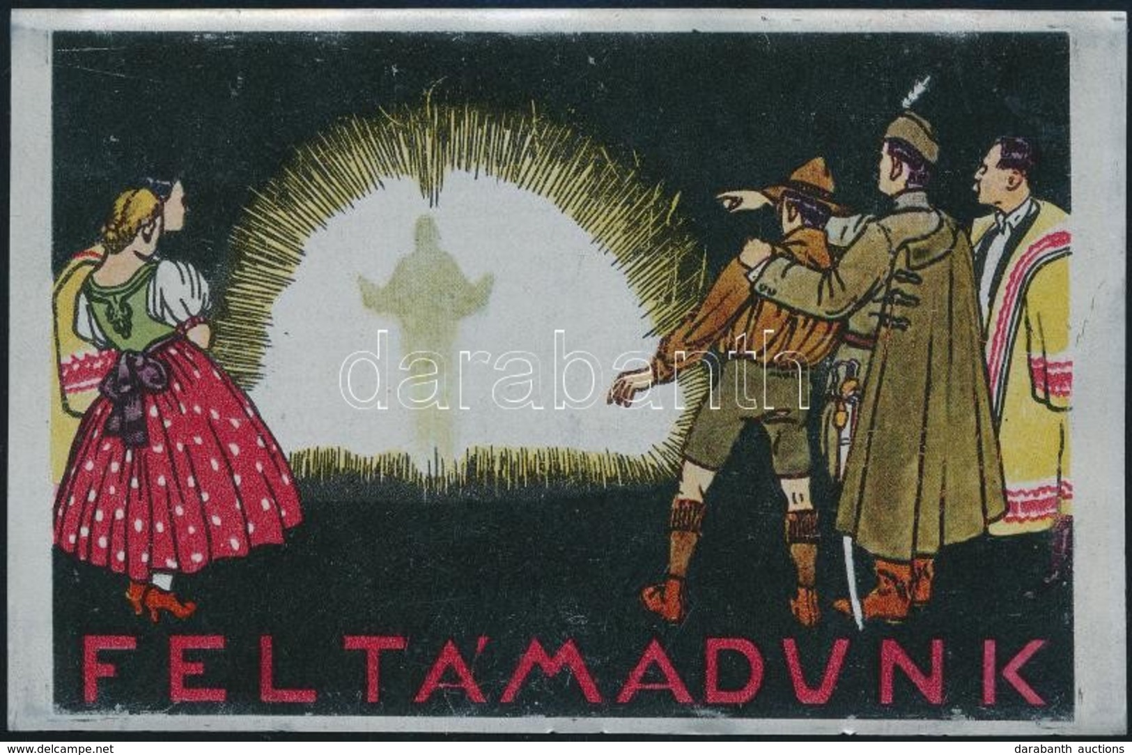 Cca 1925 'Feltámadunk' - Irredenta Témájú Kép Fém Lemezre Nyomtatva, 9×14 Cm - Zonder Classificatie