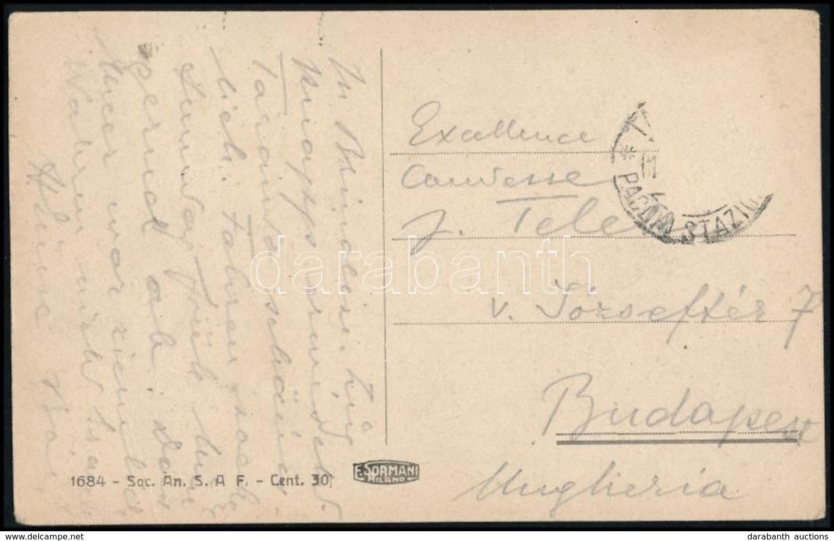 Cca 1930 Teleki Pál Későbbi Miniszterelnök Saját Kézzel írt Levelezőlapja édesanyja Részére, Tarantói Látképes Levelezől - Unclassified