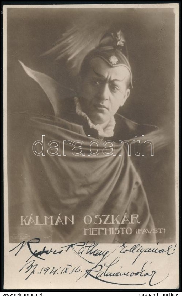 Kálmán Oszkár (1887.1971) Operaénekes, Az Első Kékszakáll Dedikált Fotólapja. - Autres & Non Classés