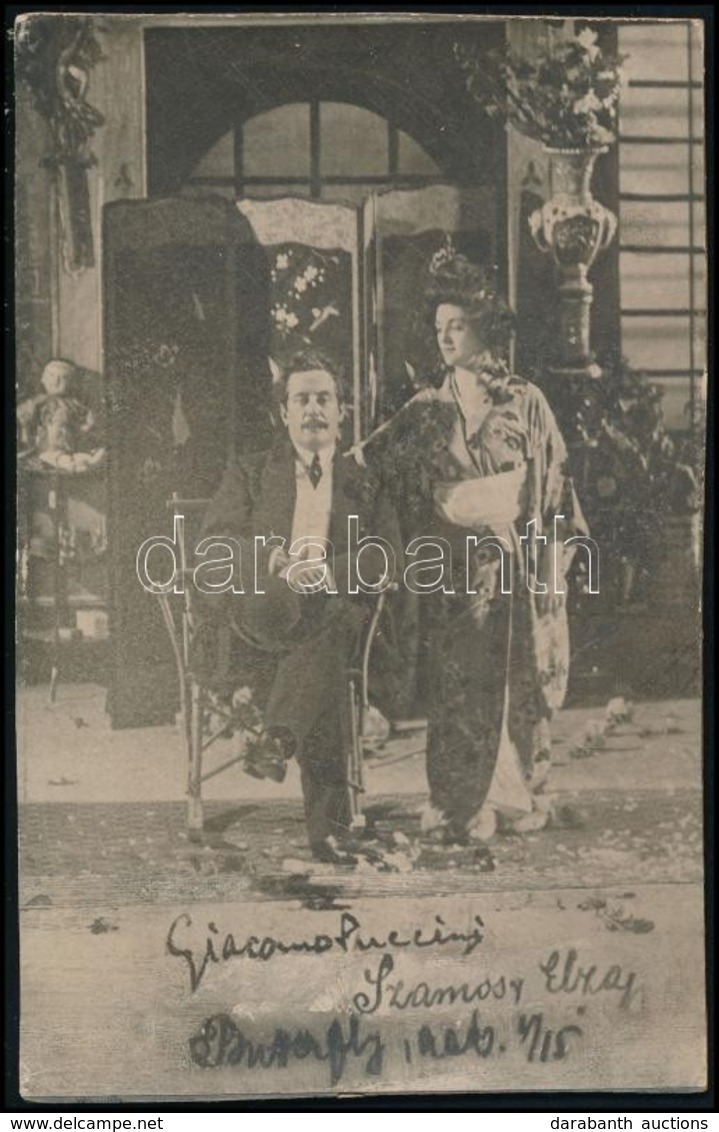1906 Giacomo Puccini (1858-1924) Zeneszerző  Budapesten, A Pillangókisasszony Szinpadra állítása Alkalmából Dedikált Fot - Autres & Non Classés