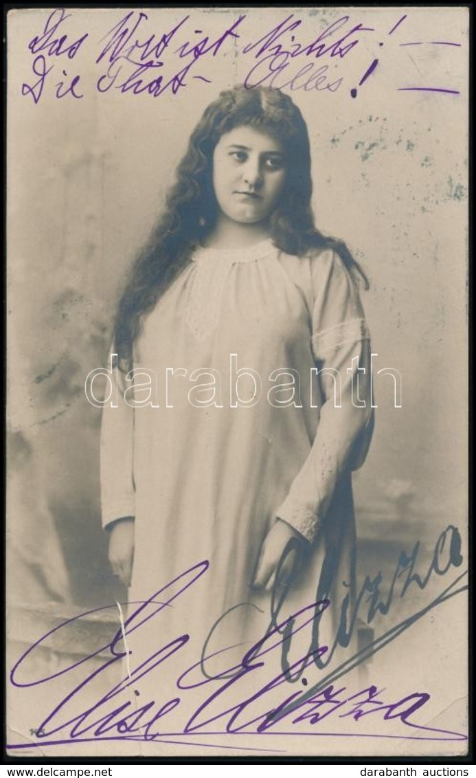 Elise Elizza (1870-1926) Operaénekesnő Dedikált Fotólapja, Saját Kezű Soraival / Autograph Signed Photo Postcard - Autres & Non Classés