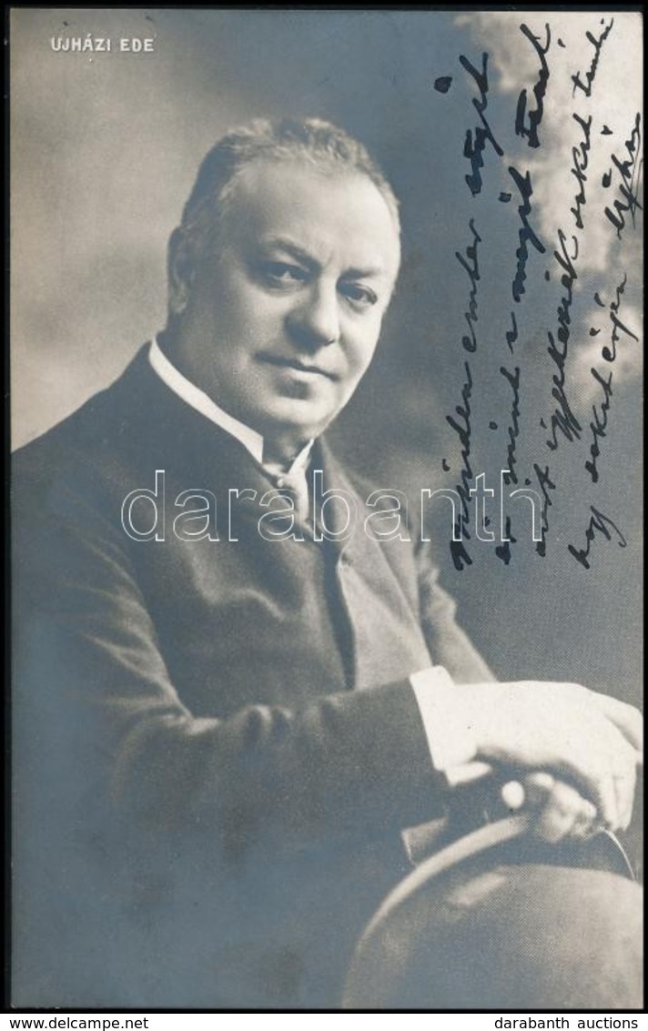 Újházy Ede  (1841-1915) Színész, Jellemkomikus Dedikált Fotólapja. / Autograph Signed Photo 13x20 Cm - Autres & Non Classés