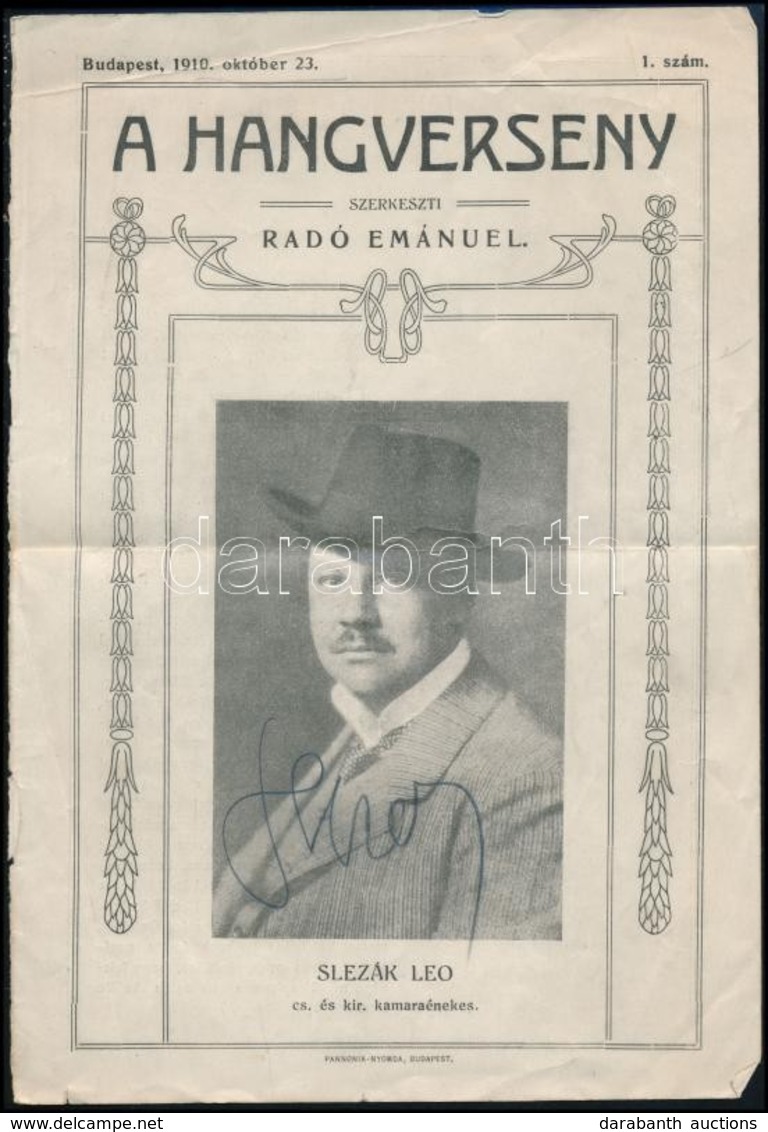 Leo Slezak (1876-1946) Operaénekes, Tenor Aláírása Koncert Füzeten.  / Autograph Signed Concert Booklet - Autres & Non Classés