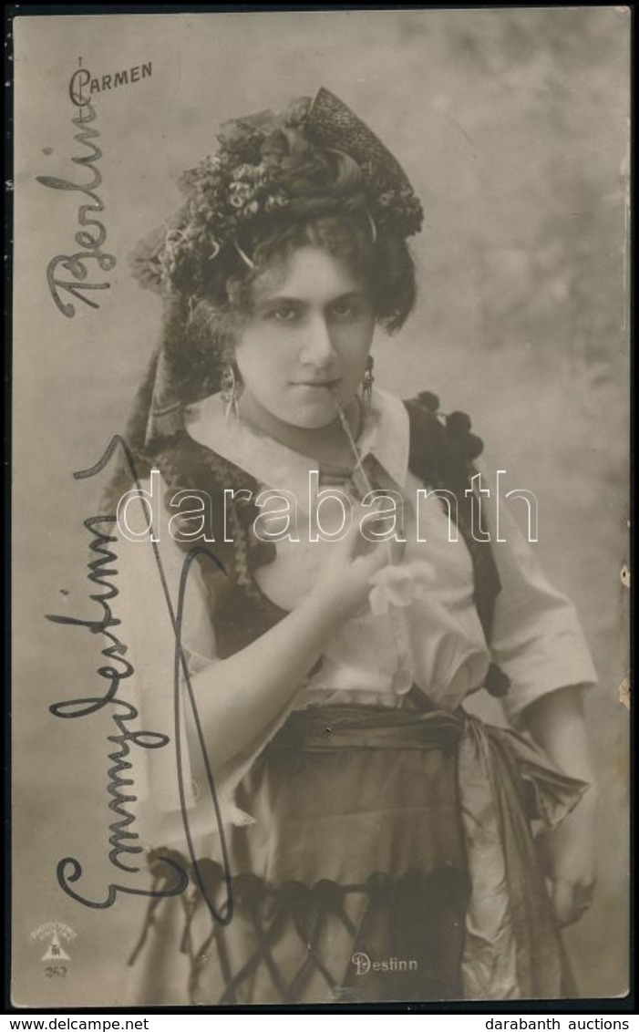 Emmy Destinn (1878-1930) énekesnő Aláírt Fotólapja. / Autograph Signed Photo Postcard - Other & Unclassified