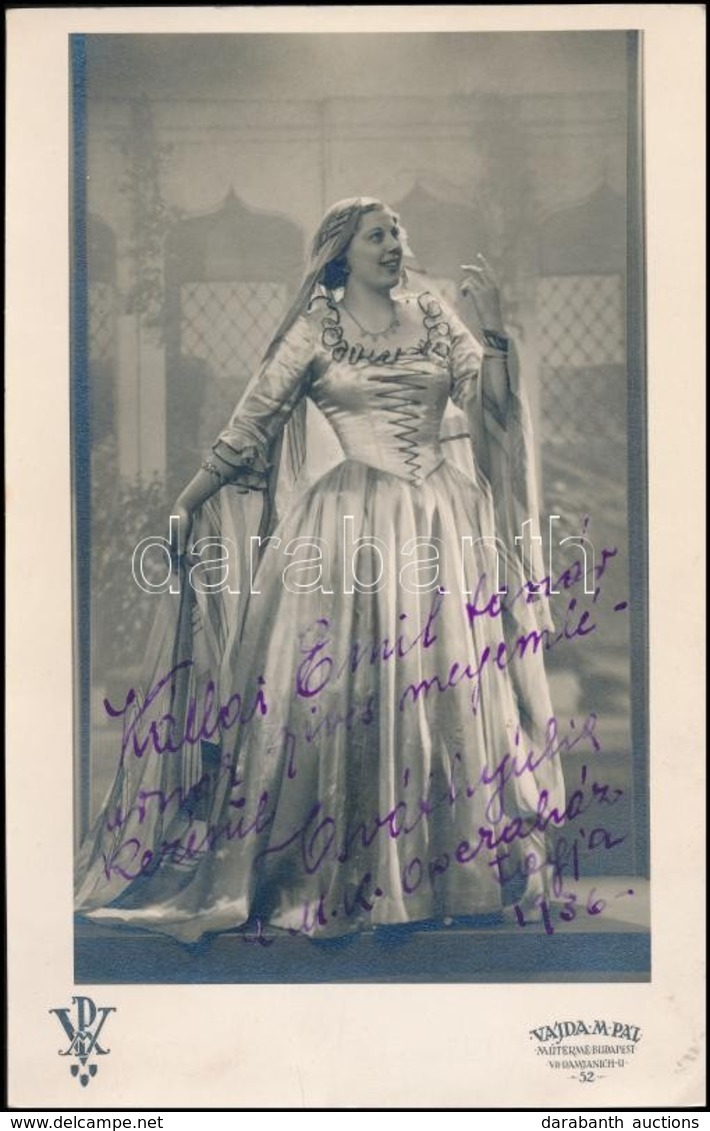 Osváth Júlia (1908-1994) Operaénekesnő Dedikált Fotója Kállai Emil Részére. 12x19 Cm - Sonstige & Ohne Zuordnung