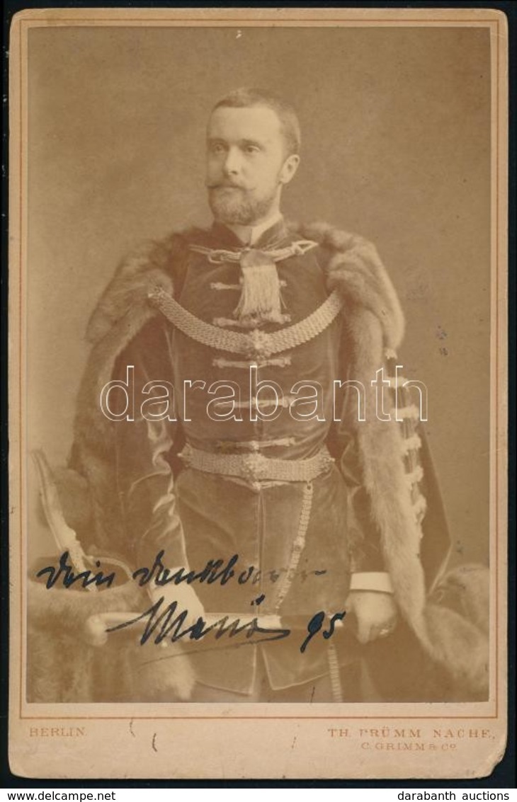 1895 Széchényi Manó (1858-1926) Király Személye Körüli Miniszter Portréja, Keményhátú Fotó Theodor Prümm Berlini Műtermé - Autres & Non Classés