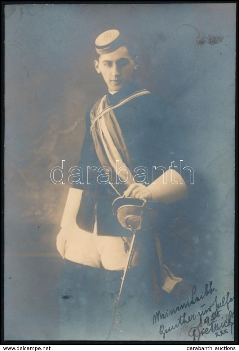 1925 Dietrich Párbajtőrvívó Aláírt Fotója.  / Fencer, Signed Photo 11x16 Cm - Autres & Non Classés