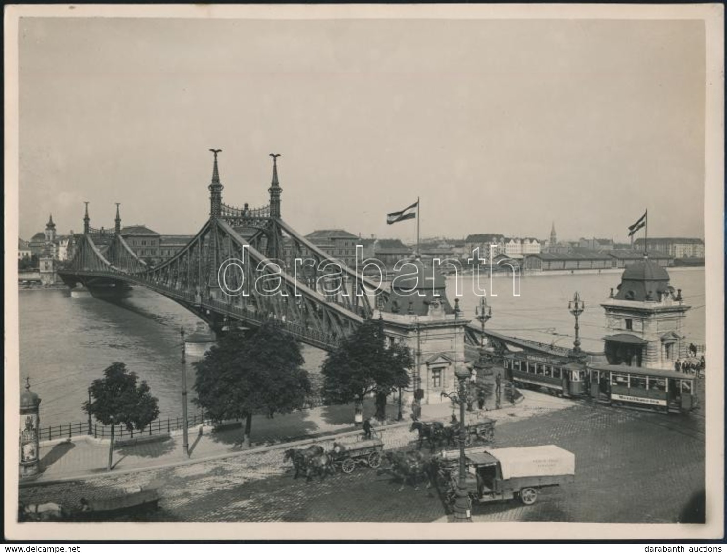 Cca 1930 Budapesti Ferenc József Híd (Szabadság Híd), Hátoldalon Feliratozott Fotó, 17,5×23,5 Cm - Autres & Non Classés