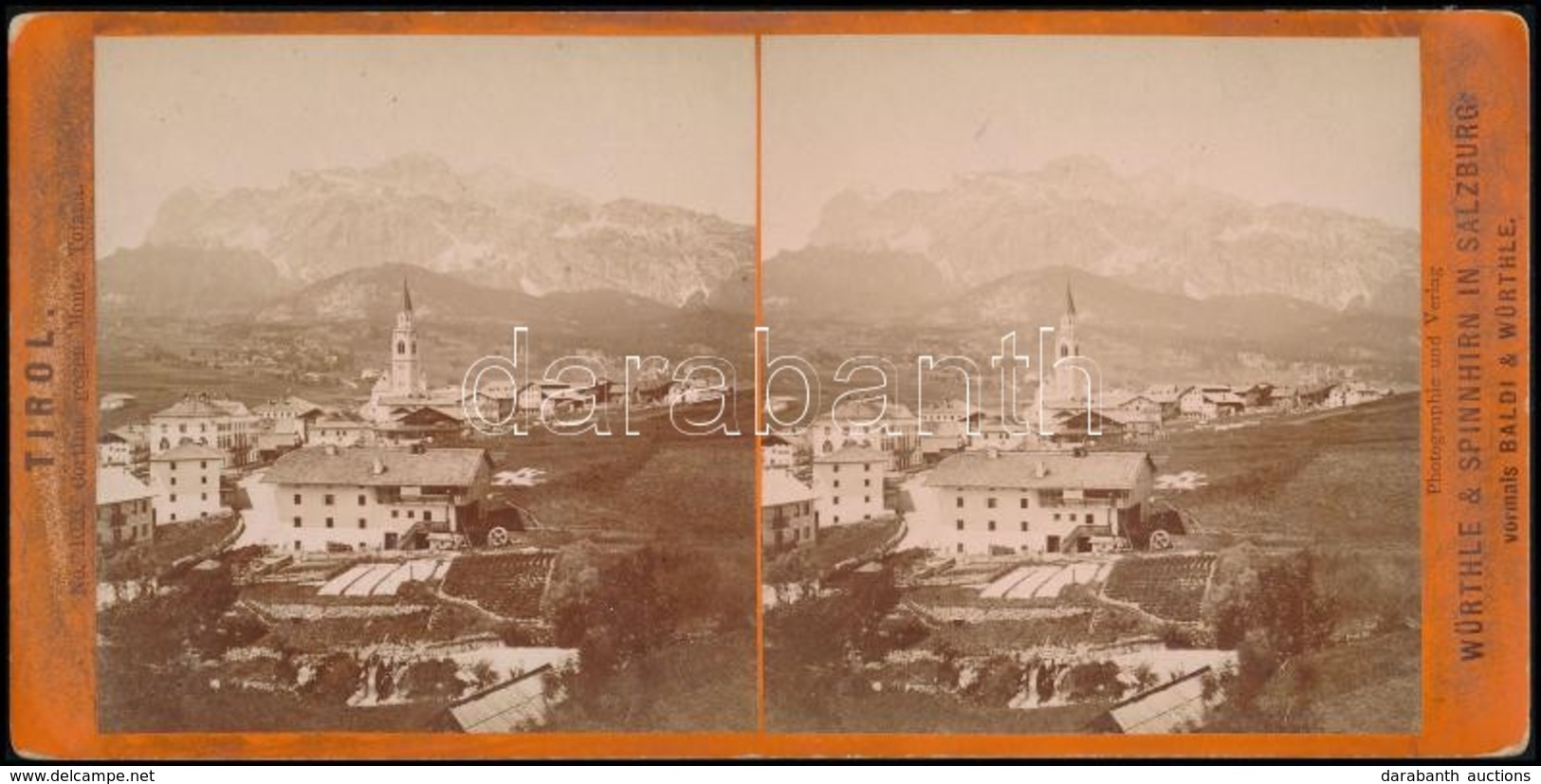 1895 Cortina, Dél-Tirol, Olaszország, Sztereófotó, 8,5×17,5 Cm / Cortina, South Tyrol, Stereo Photo - Autres & Non Classés