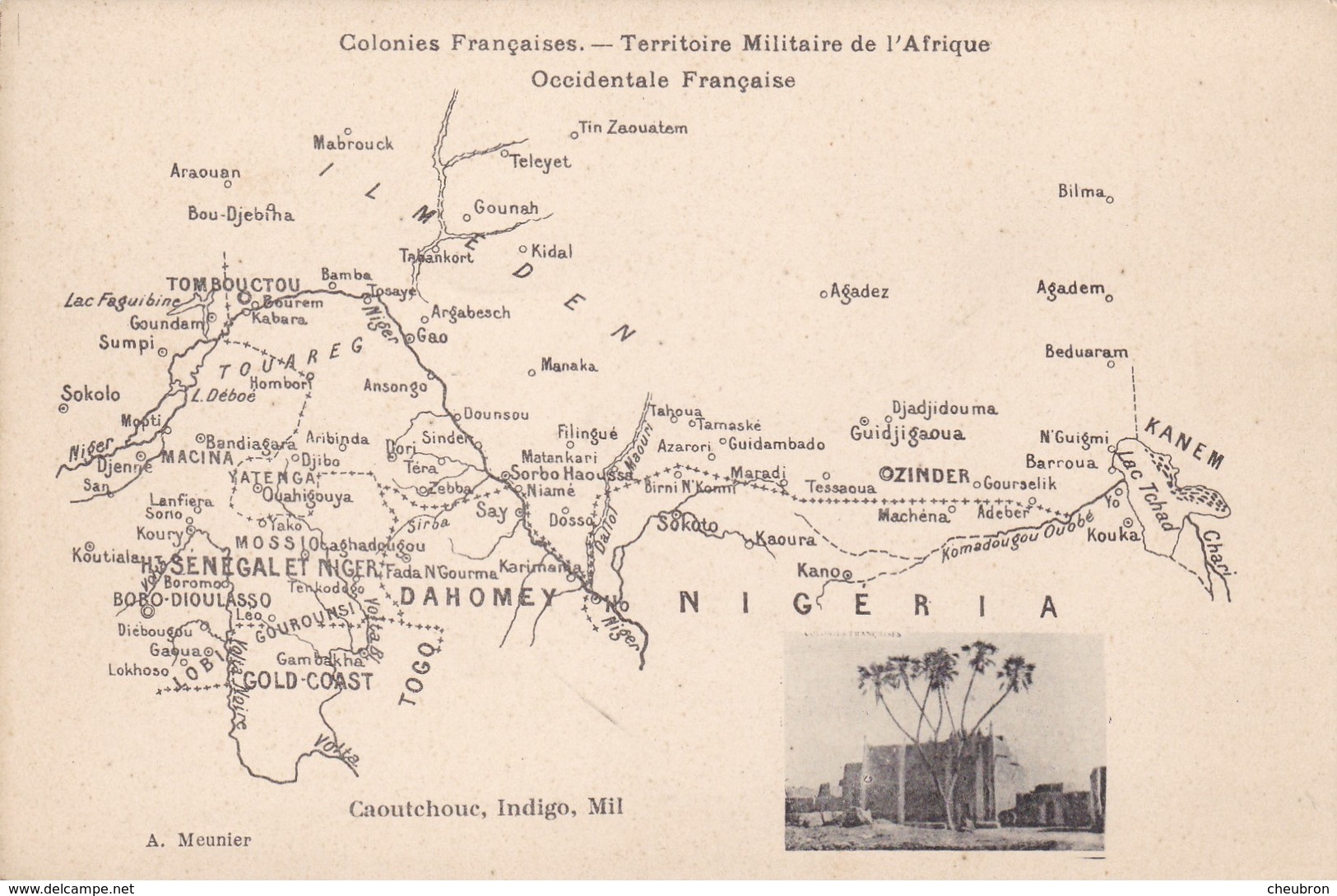 AFRIQUE. SENEGAL. CARTE GÉOGRAPHIQUE. SÉRIE COLONIES FRANÇAISES. TERRITOIRE MILITAIRE DE L'AFRIQUE OCCIDENTALE FRANCAISE - Sénégal