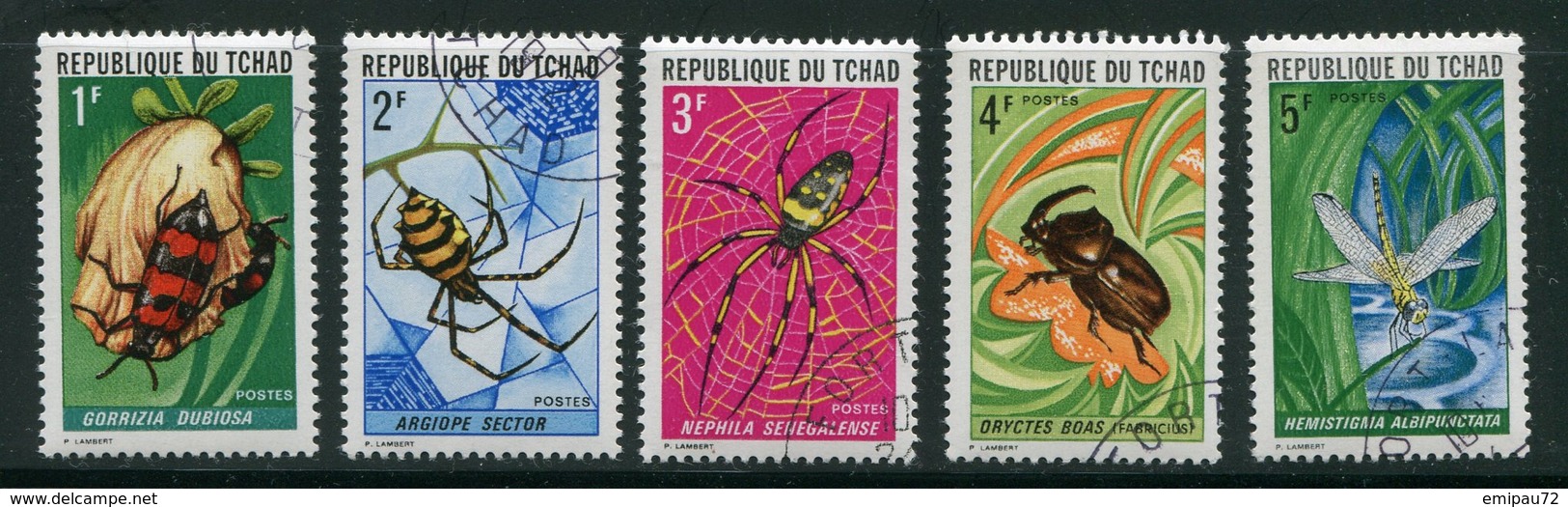 TCHAD- Y&T N°245 à 249- Oblitérés (insectes) - Tchad (1960-...)