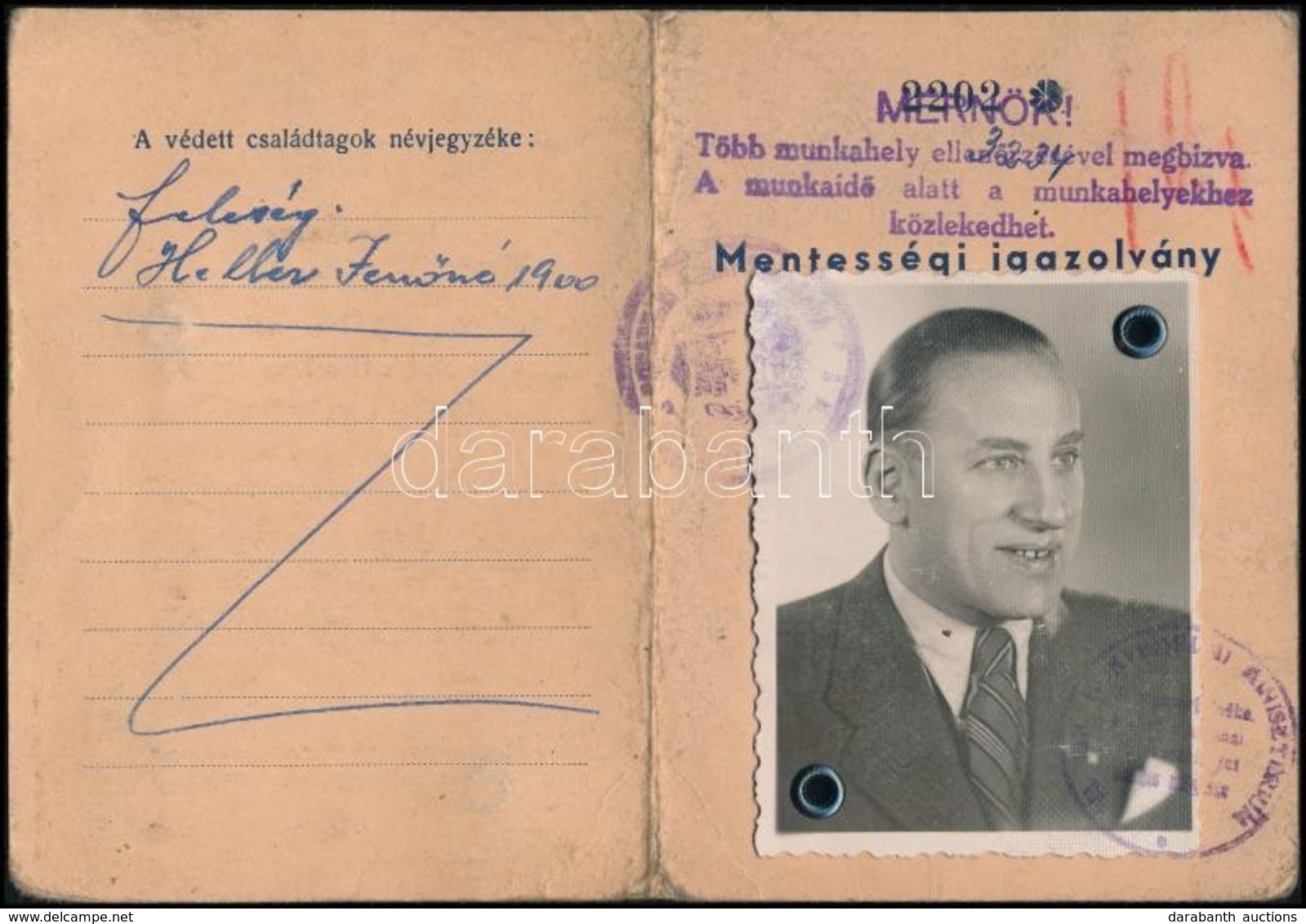 1940-1944 Heller Jenő Mérnök Iratai: Igazolványi Lap, Munkaadói Igazolás Munkaszolgálatról, Fényképes Mentességi Igazolv - Scouting