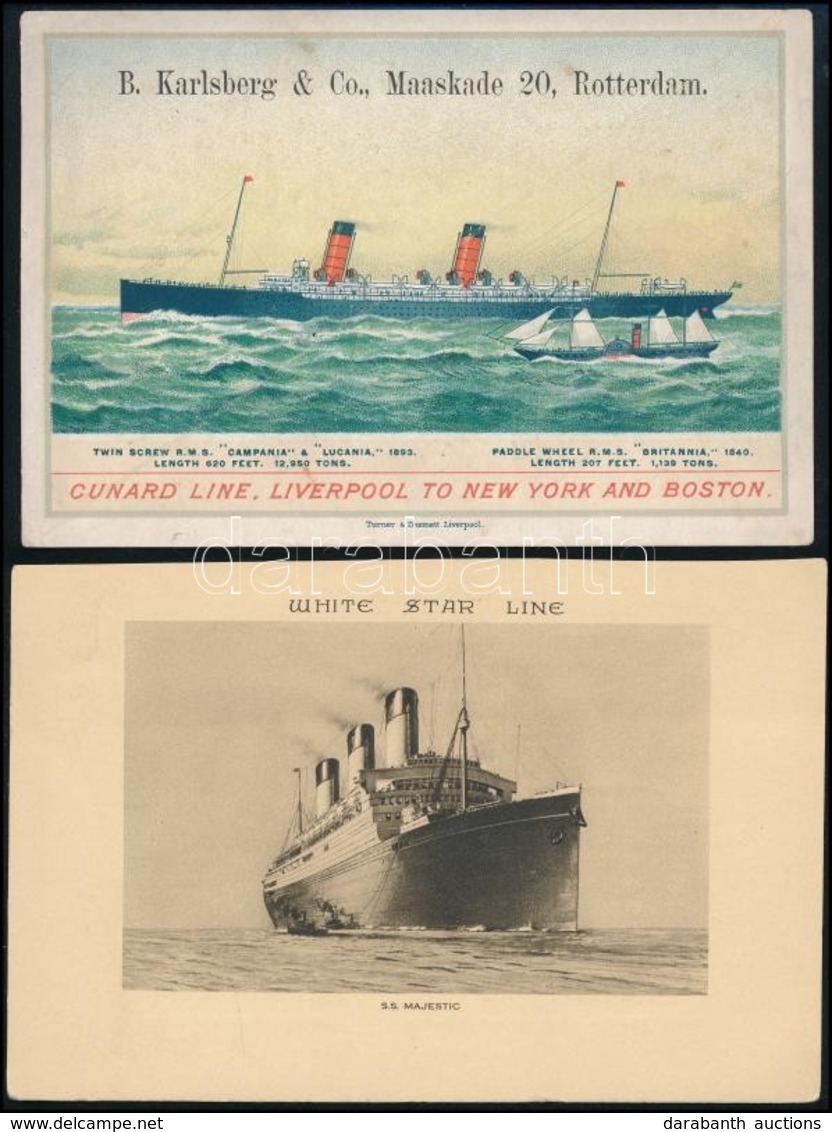4 Db Hajó Reklám: Cunard Line, White Star Line SS. Majestic, Bremen, Hamburg-Amerika Line. / 4 Ship Advertisings - Andere & Zonder Classificatie